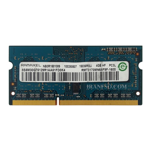 رم لپ تاپ 4 گیگ Ramaxel DDR3-PC3L 1600-12800 MHz 1.35V یک سال گارانتی