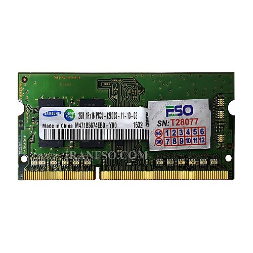 رم لپ تاپ 2 گیگ سامسونگ DDR3-PC3L-1600-12800 MHZ 1.35V