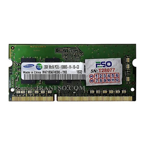 رم لپ تاپ 2 گیگ سامسونگ DDR3-PC3L-1600-12800 MHZ 1.35V