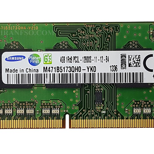 رم لپ تاپ 4 گیگ سامسونگ DDR3-PC3L 1600-12800 MHZ 1.35V یک سال گارانتی