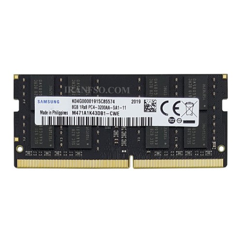 رم لپ تاپ 8 گیگ Samsung DDR4-3200 MHZ 1.2V دو سال گارانتی