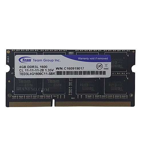 رم لپ تاپ 4 گیگ TeamGroup DDR3-PC3L-1600-12800 MHZ 1.35V