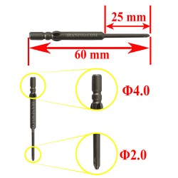 سری پیچ گوشتی چهارسو HHB Φ4x60xΦ2.0x25x0 mm