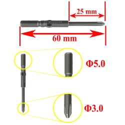 سری پیچ گوشتی چهارسو Φ5.0x60mmxΦ3.0x25mm