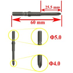 سری پیچ گوشتی چهارسو Φ5.0x60mmxΦ4.0x25.5mm
