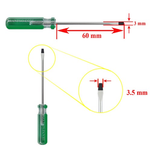 پیچ گوشتی 3.5mmx3mmx75mm دوسو