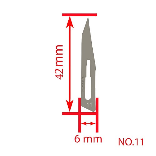 تیغ کاتر NO.11 کوچک Ribbel 42x6mm برای دسته تیغ 3mm
