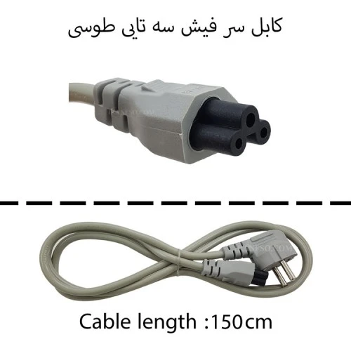 کابل برق آداپتور لپ تاپ سر فیش سه تایی طوسی