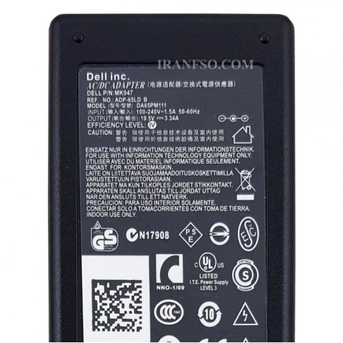 آداپتور لپ تاپ دل 19.5V 3.34A مستطیلی