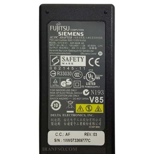 آداپتور لپ تاپ فوجیتسو 20V 3.25A اورجینال