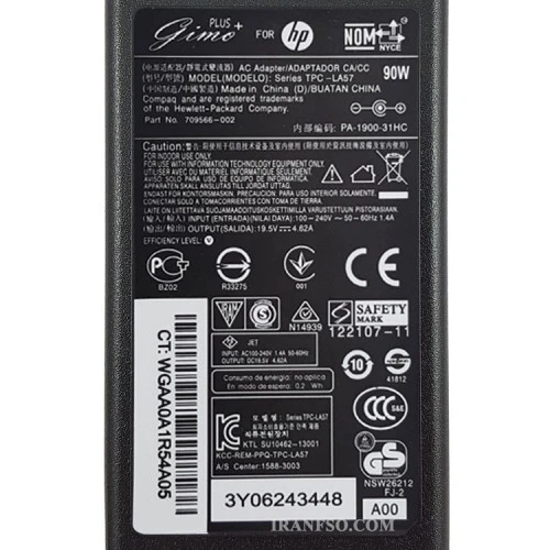 آداپتور لپ تاپ اچ پی 19.5V 4.62A سر فیش آبی-اورجینال