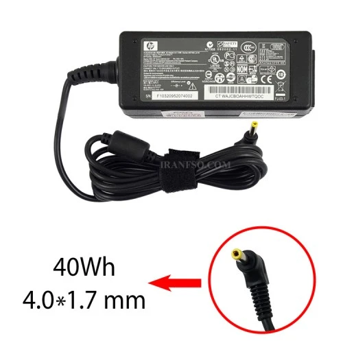 آداپتور لپ تاپ اچ پی 19.5V 2.05A سر زنبوکی-اورجینال کابل دوتایی