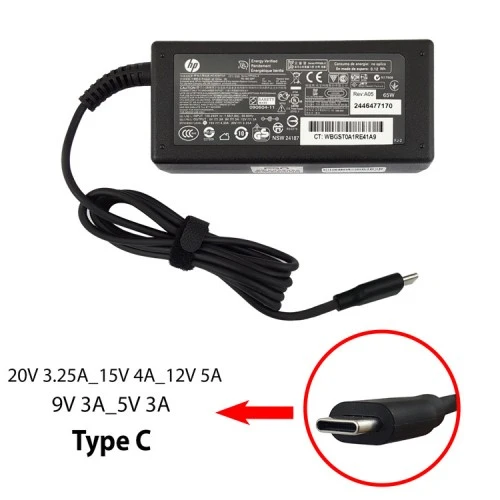 آداپتور تبلت-موبایل-لپ تاپ اچ پی 20V 3.25A-15V 4A-12V 5A-9V 3A-5V 3A Type C
