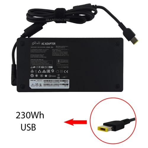 آداپتور لپ تاپ لنوو 20V 11.5A Gimo Plus سر یو اس بی