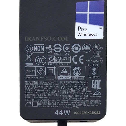 آداپتور تبلت مایکروسافت سرفیس پرو Surface PRO5-PRO6 15V 2.58A Gimo Plus خط و خش دار