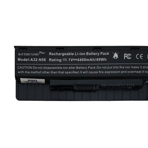 باتری لپ تاپ ایسوس N46-N56-6Cell Gimo Plus مشکی-49 وات ساعت
