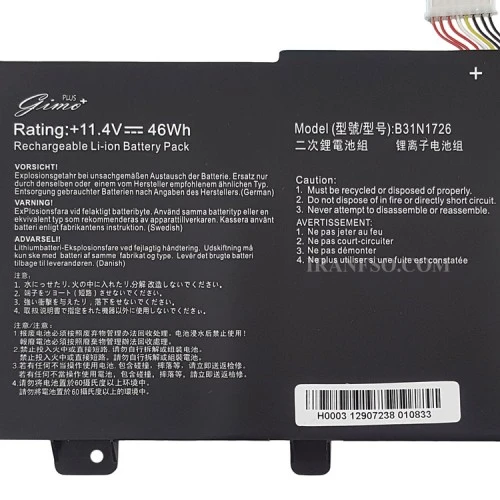 باتری لپ تاپ ایسوس TUF Gaming FX504-FX505GD_B31N1726 Type A_Gimo Plus مشکی داخلی-46 وات ساعت