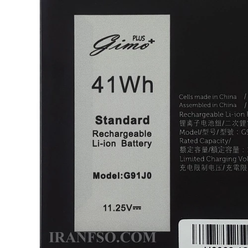 باتری لپ تاپ دل Latitude 3320_G91J0_Gimo Plus مشکی داخلی-41 وات ساعت