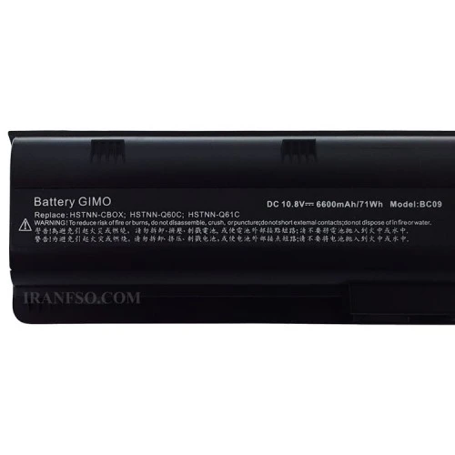 باتری لپ تاپ اچ پی Pavilion DM4-G62-G6_Compaq CQ42_9Cell Gimo مشکی-6600 میلی آمپر ساعت