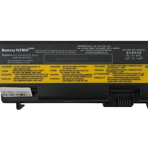 باتری لپ تاپ لنوو Thinkpad T410-T510-SL410-6Cell Gimo Plus مشکی-49 وات ساعت