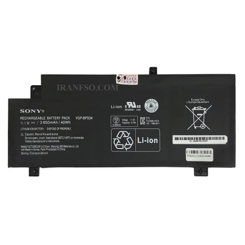 باتری لپ تاپ سونی BPS34-6Cell مشکی-داخلی اورجینال