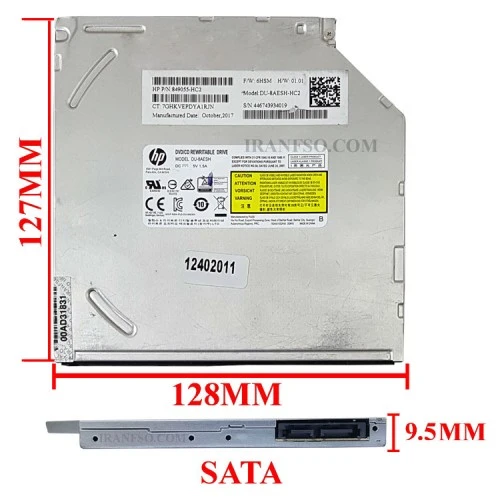 درایو لپ تاپ دی وی دی رایتر اچ پی Sata Superslim 9.5mm ریفر-سه ماه گارانتی