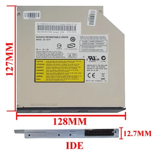 درایو لپ تاپ دی وی دی رایتر فیلیپس لایتون IDE Slim 12.7mm سه ماه گارانتی