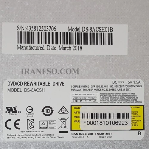 درایو لپ تاپ دی وی دی رایتر فیلیپس لایتون Sata Slim 12.7mm هجده ماه گارانتی