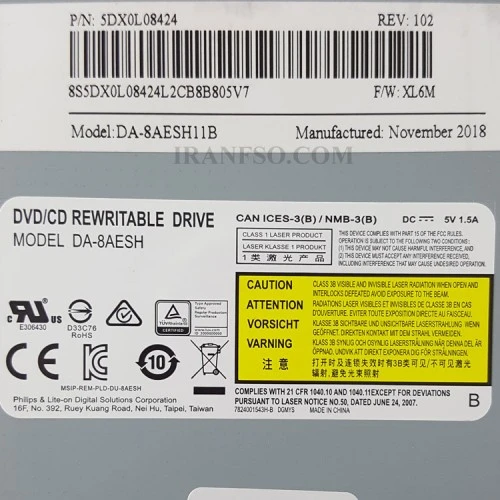 درایو لپ تاپ دی وی دی رایتر فیلیپس لایتون Sata Superslim E1 9mm ریفر-سه ماه گارانتی