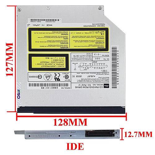 درایو لپ تاپ دی وی دی رایتر توشیبا IDE Slim 12.7mm دست دوم
