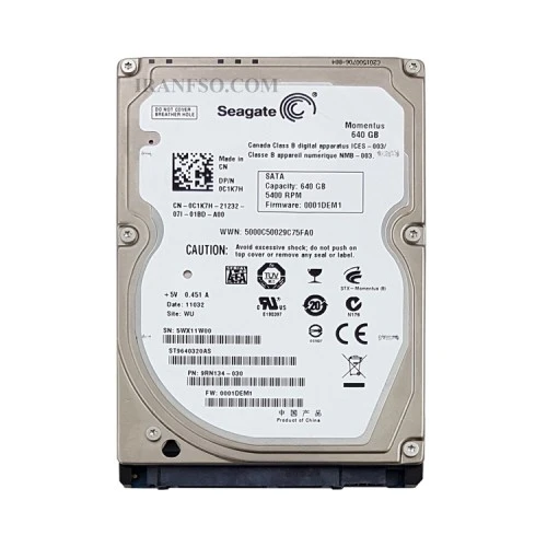 هارد HDD لپ تاپ 640 گیگابایت Seagate Sata 5400PRM-Refurbish شش ماه گارانتی