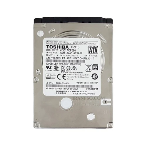 هارد HDD لپ تاپ 500 گیگابایت توشیبا Sata 5400RPM Slim شش ماه گارانتی-ریفر