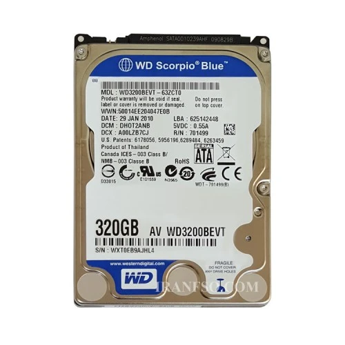 هارد HDD لپ تاپ 320 گیگابایت وسترن Sata 5400RPM-Riffer