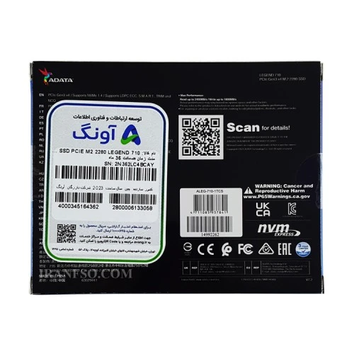 هارد SSD لپ تاپ 1 ترابایت Adata M.2 NVME 2280_Legend 710 گارانتی آونگ