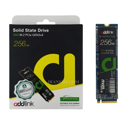 هارد SSD لپ تاپ 256 گیگابایت Addlink M.2 NVME 2280 S68 گارانتی آواژنگ