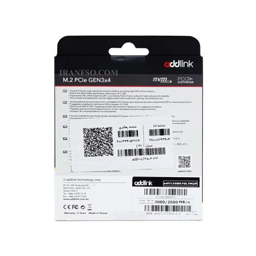 هارد SSD لپ تاپ 512 گیگابایت Addlink M.2 NVME 2280 S70 گارانتی آواژنگ