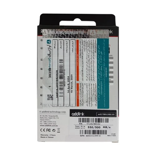 هارد SSD لپ تاپ 2 ترابایت Addlink Sata 2.5Inch S20 گارانتی آواژنگ