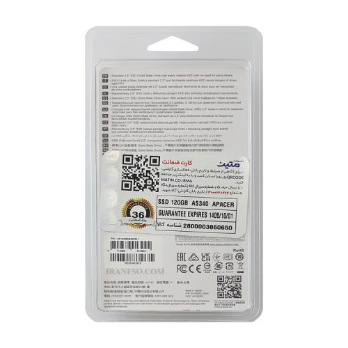 هارد SSD لپ تاپ 120 گیگابایت Apacer Sata 2.5Inch_AS340 گارانتی متین