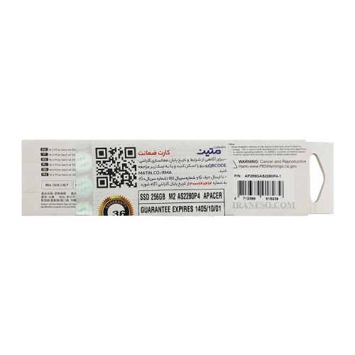 هارد SSD لپ تاپ 256 گیگابایت Apacer M.2 NVME 2280_AS2280P4 گارانتی متین