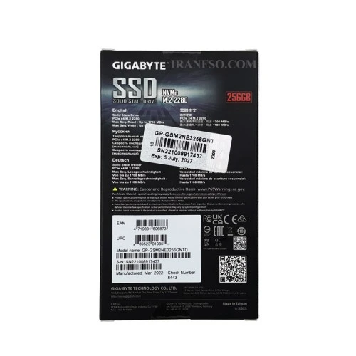 هارد SSD لپ تاپ 256 گیگابایت Gigabyte M.2-2280 NVMe گارانتی آواژنگ