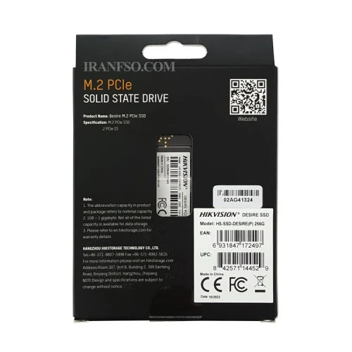 هارد SSD لپ تاپ 256 گیگابایت هایک ویژن M.2 NVME 2280-Desire PCIe یکسال گارانتی افق