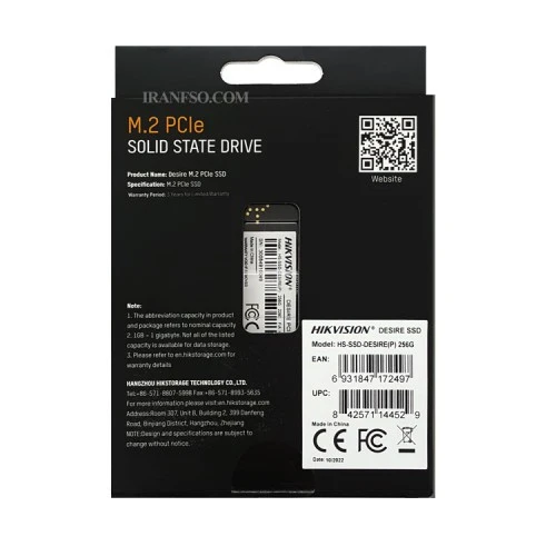 هارد SSD لپ تاپ 256 گیگابایت هایک ویژن M.2 NVME 2280-Desire PCIe گارانتی آواژنگ