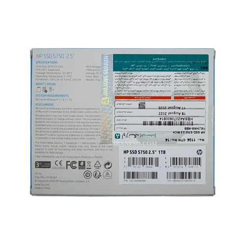هارد SSD لپ تاپ 1 ترابایت اچ پی Sata 2.5Inch S750 گارانتی آواژنگ