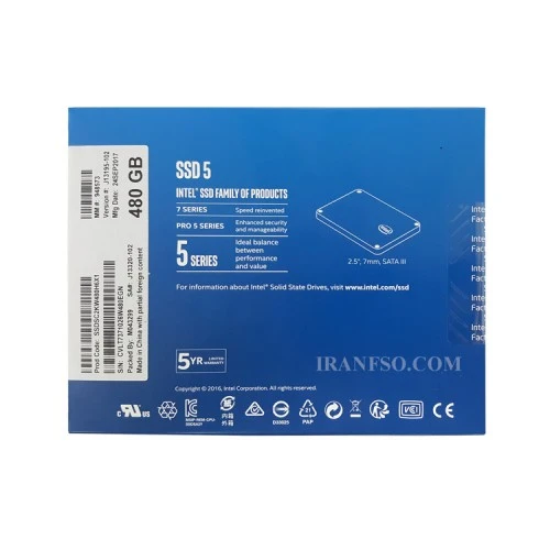 هارد SSD لپ تاپ 480 گیگابایت Intel Sata 2.5Inch گارانتی حامی
