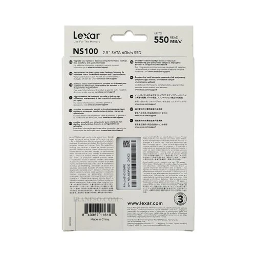 هارد SSD لپ تاپ 256 گیگابایت Lexar NS100 Sata 2.5Inch گارانتی حامی