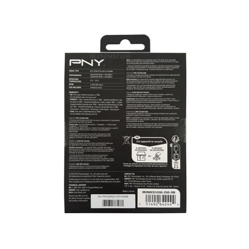 هارد SSD لپ تاپ 250 گیگابایت PNY M.2 NVME 2280_CS1030 یکسال گارانتی افق