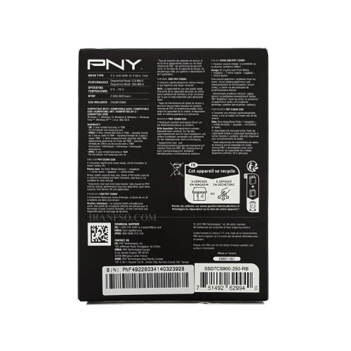 هارد SSD لپ تاپ 250 گیگابایت PNY Sata 2.5Inch CS900 یکسال گارانتی افق