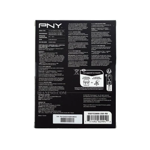 هارد SSD لپ تاپ 250 گیگابایت PNY Sata 2.5Inch CS900 گارانتی حامی