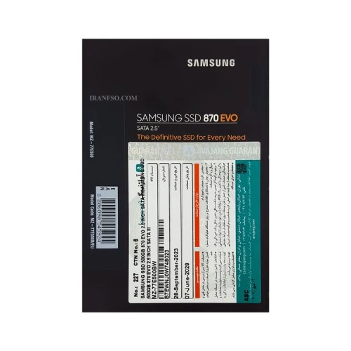 هارد SSD لپ تاپ 500 گیگابایت سامسونگ Sata 2.5 Inch EVO 870 گارانتی آواژنگ