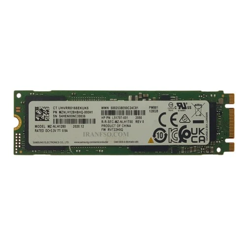 هارد SSD لپ تاپ سامسونگ 128 گیگابایت M.2 NGFF 2280 شش ماه گارانتی